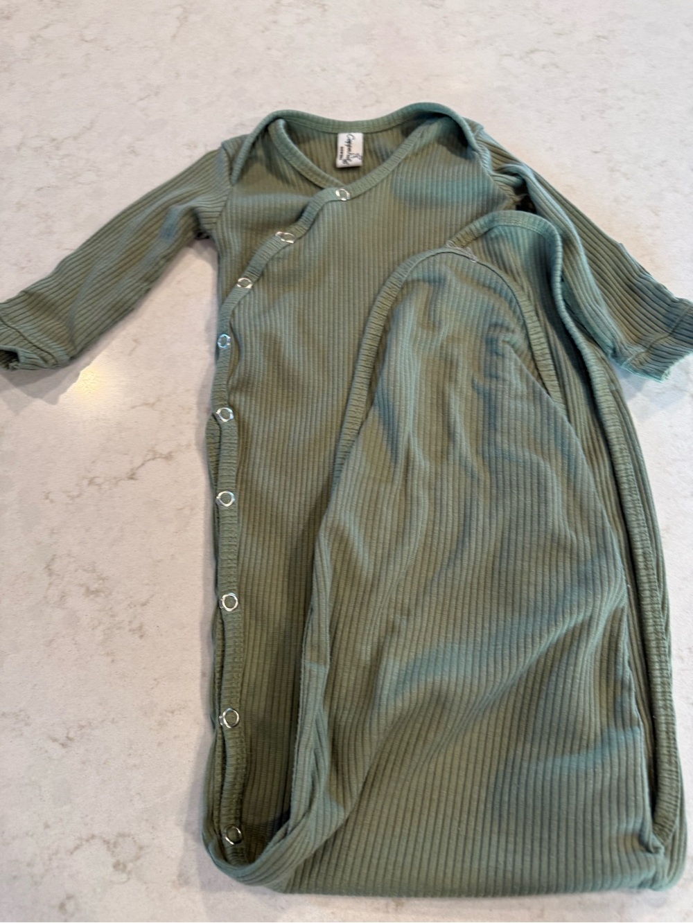 Ribbed Convertible Sleep Gown for Kids - Sage Green